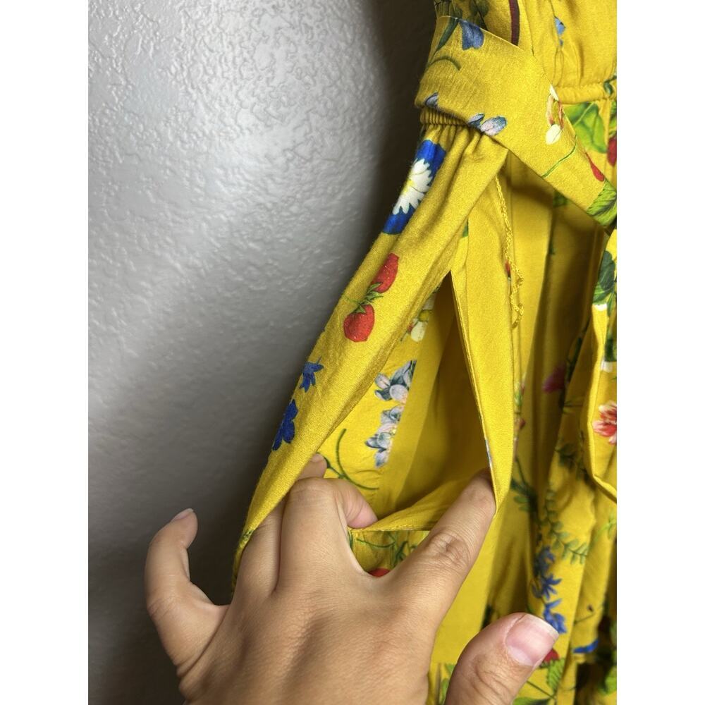 Anthropologie Yellow Floral Ruffle Mini Dress - Picture 10 of 11
